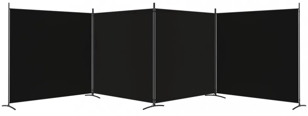 4 paneles fekete szövet térelválasztó 698x180 cm