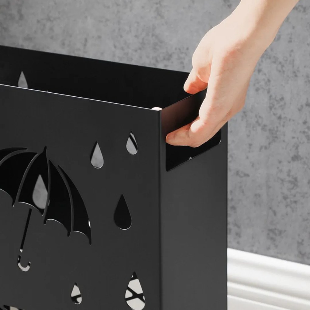 SongmicsHome RAIN fém esernyőtartó, 28x12x41cm, fekete