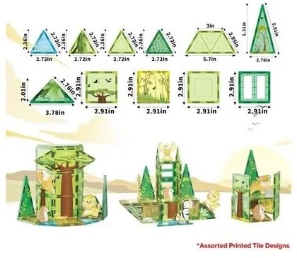 PicassoTiles mágneses építőkészlet Safari Set 8 állattal