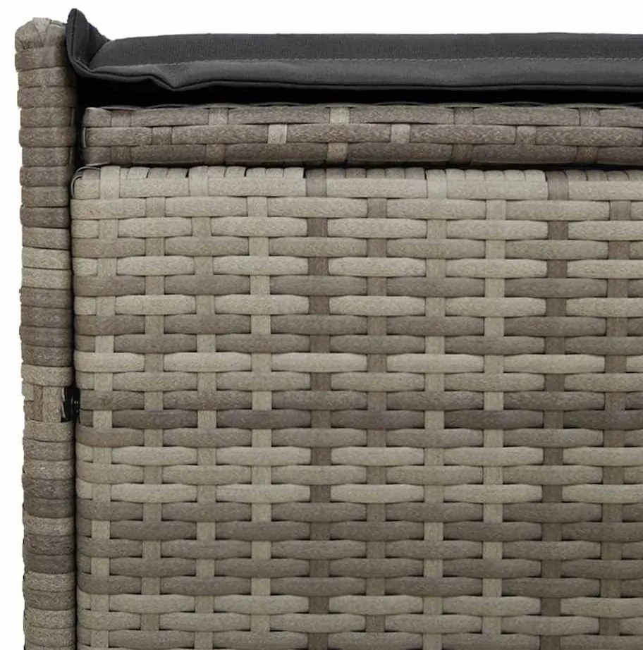 szürke polyrattan kültéri tárolópad párnával 100 cm