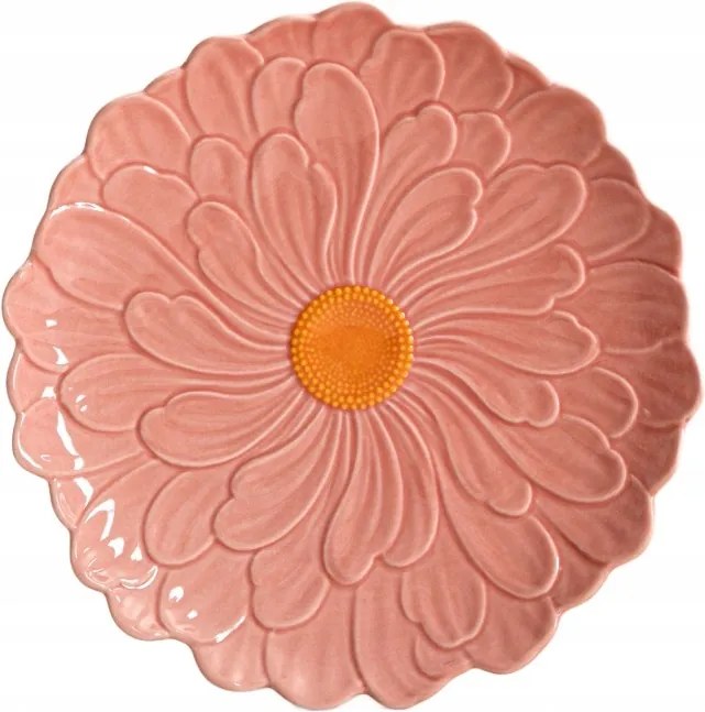 Rasset desszertes tányér virággal rózsaszín 20 cm Homla