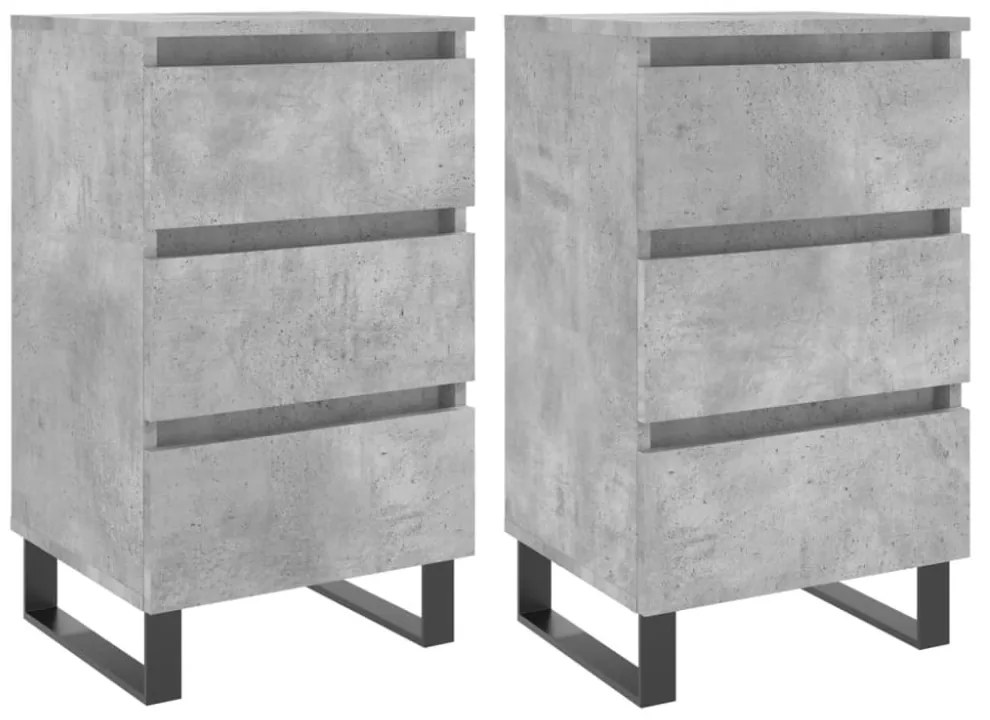 2 db betonszürke szerelt fa éjjeliszekrény 40x35x69 cm