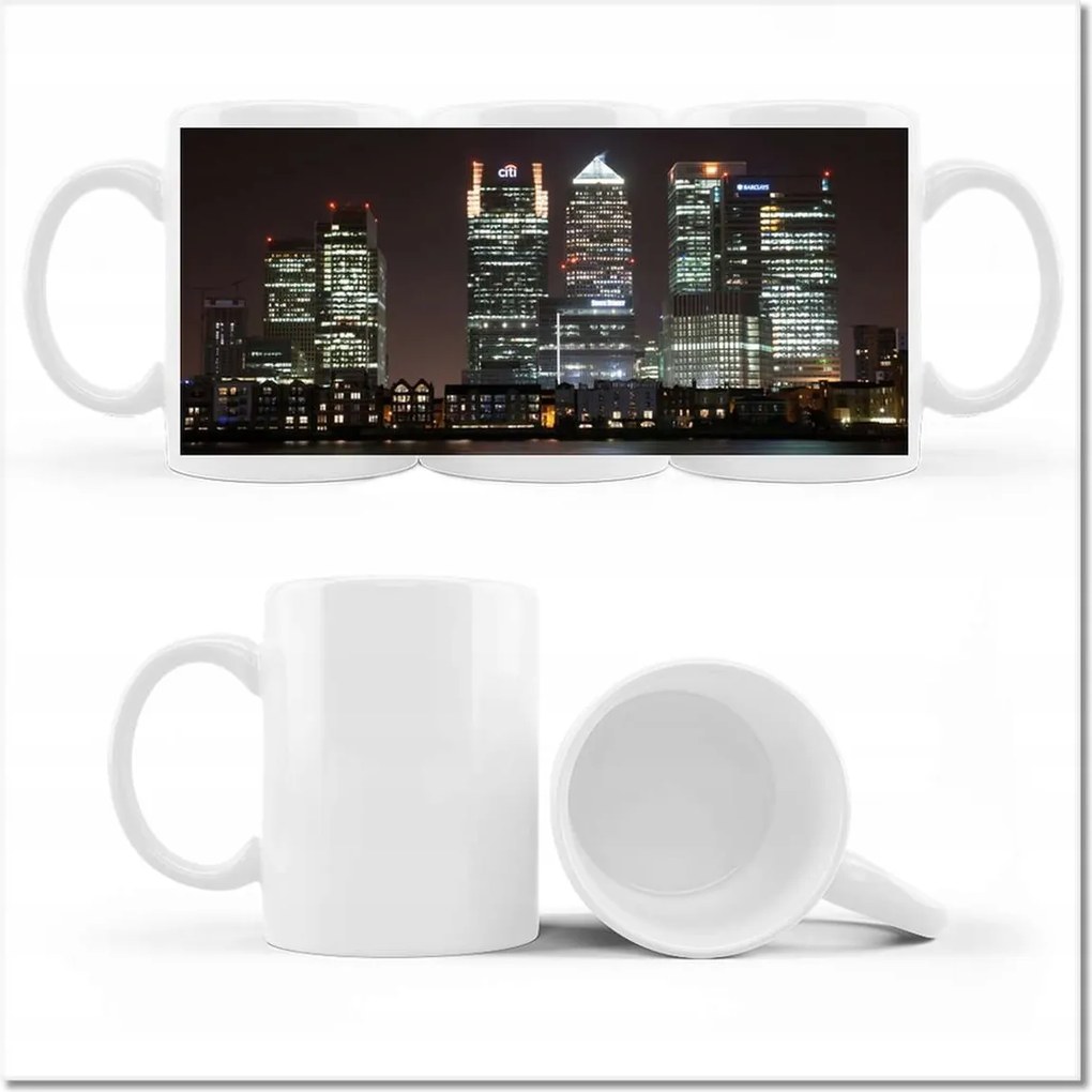 Fényképes bögre Éjszakai panoráma London felhőkarcolók