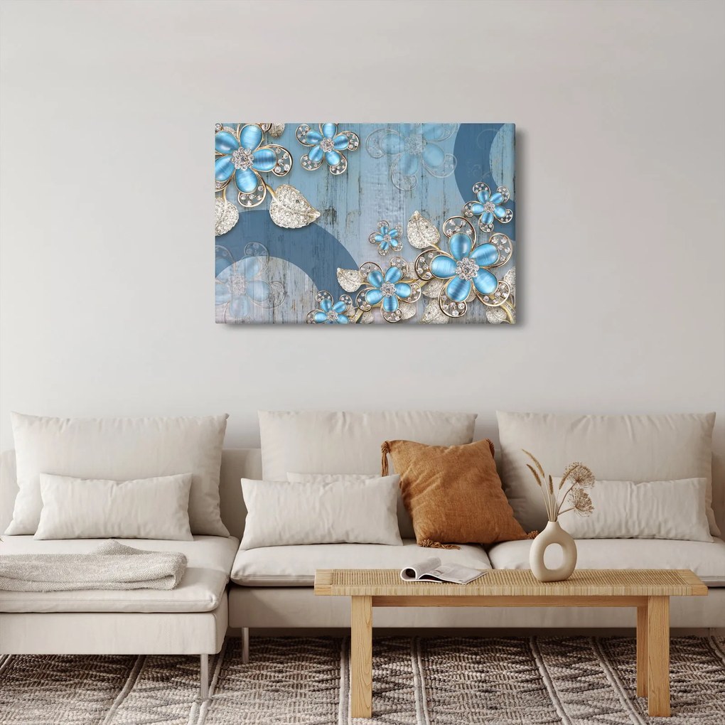 Kép - kék virágok (90x60 cm)