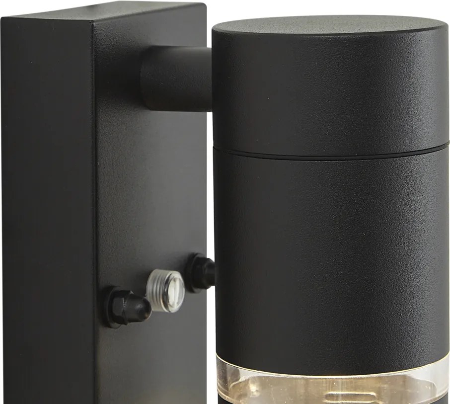 Modern fekete kültéri fali lámpa IP44 alkonyatérzékelővel - Ensam