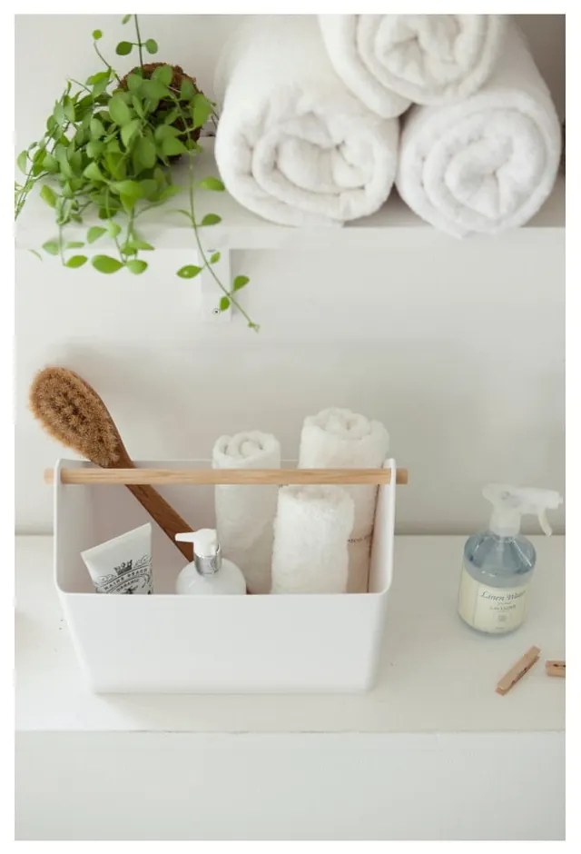 Fehér-natúr színű műanyag tárolódoboz 21x37x24 cm Favori – YAMAZAKI