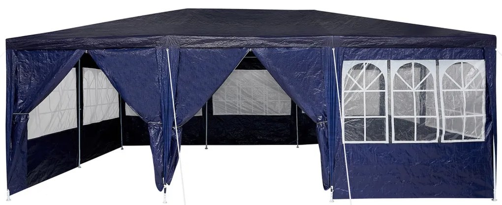 Parti sátor 10 oldalfallal Kék 6x4 m PE