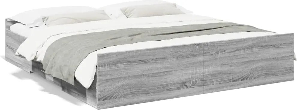 vidaXL sonoma tölgyszínű szerelt fa ágykeret fiókokkal 200 x 200 cm
