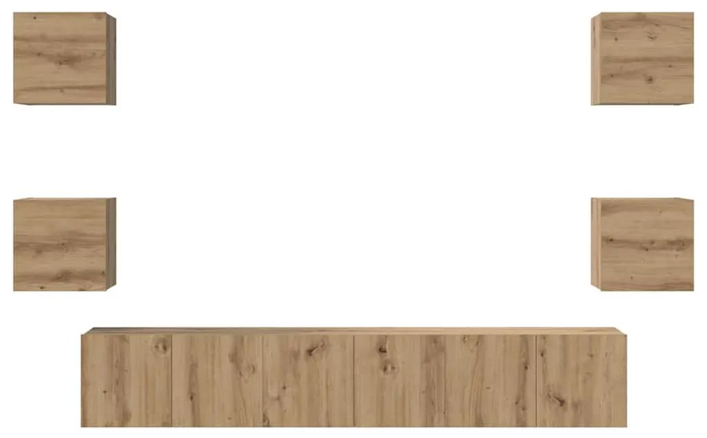 TV szekrény garnitúra 7 pcs kézműves tölgy 60 x 30 x 30 cm