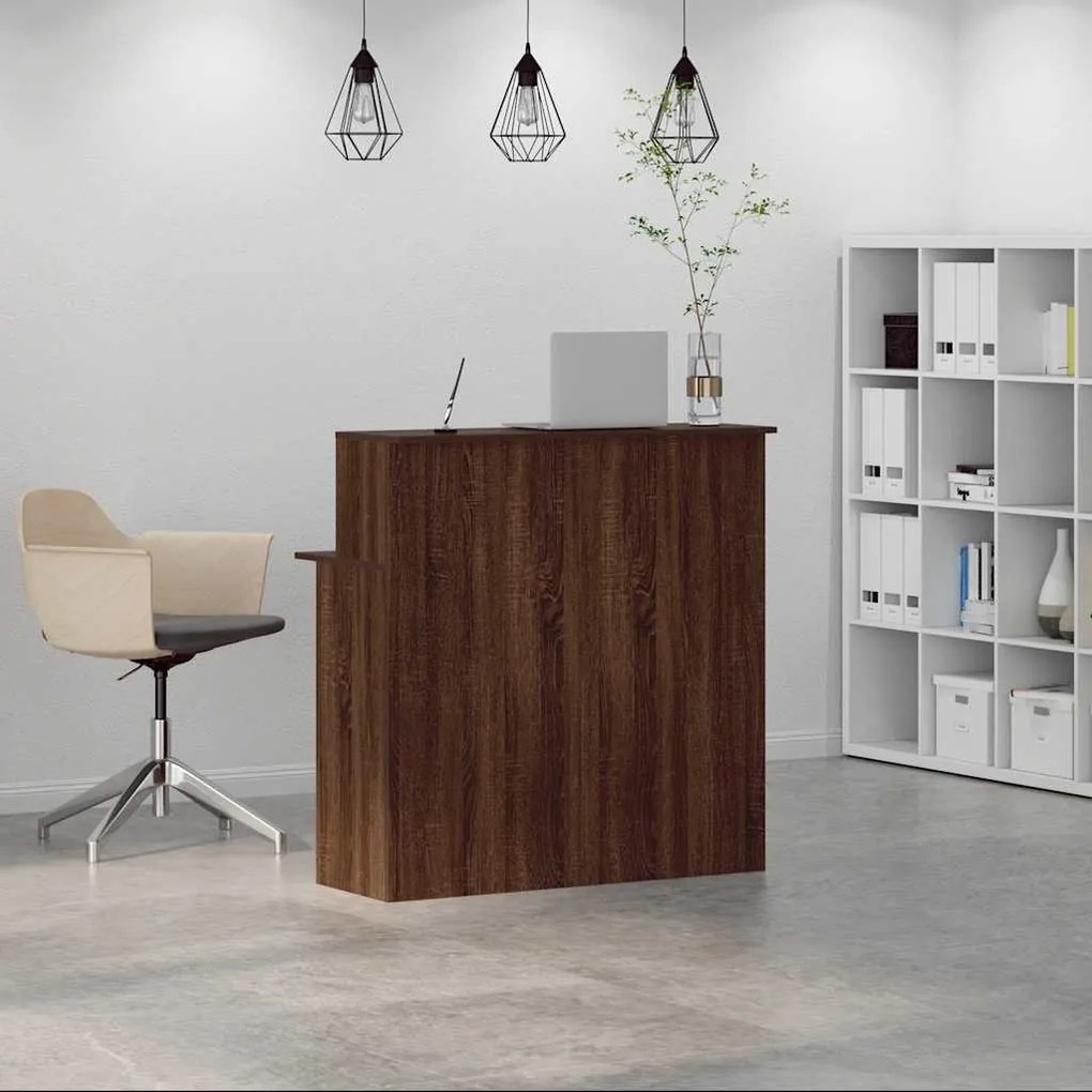 recepciós pult barna tölgyszínű 100x50x103,5 cm szerelt fa