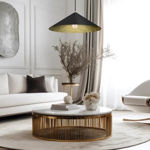 Csillár zsinóron FUJI 1xE27/60W/230V átm. 70 cm fekete/arany