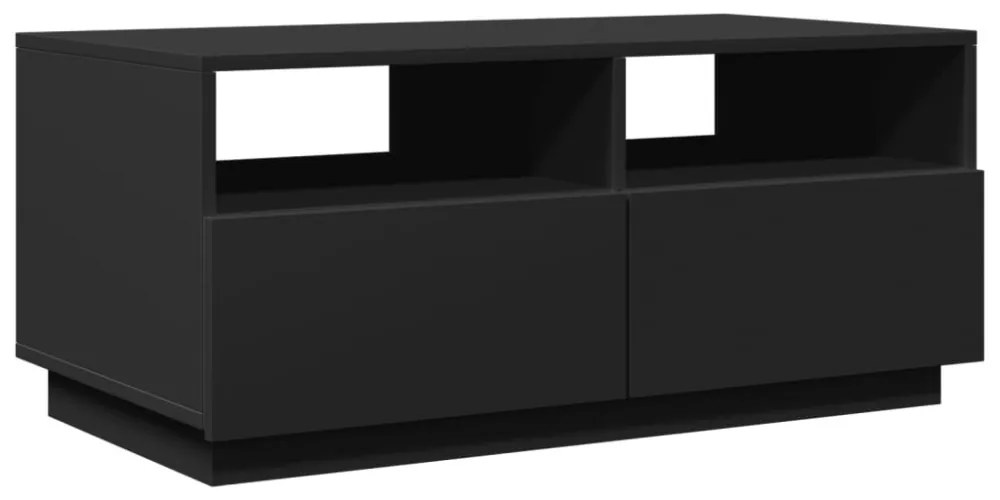fekete dohányzóasztal LED-lámpákkal 90x49x40 cm