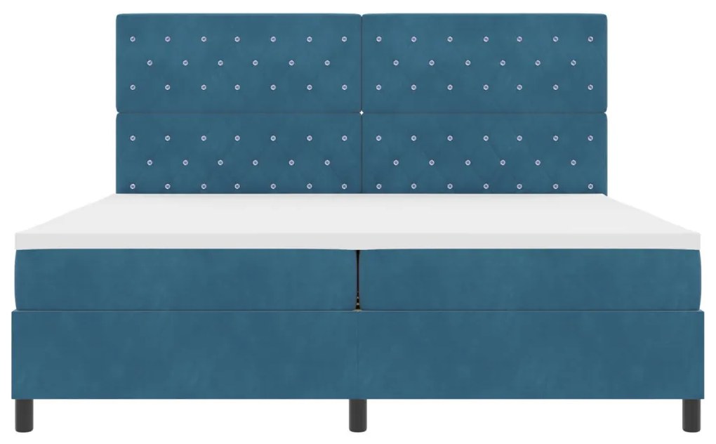 Boxspring Ágy Mattal Sötétkék 200x200 cm Bársonyos