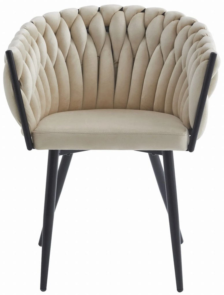 Bézs ORION VELVET étkezőszék fekete lábakkal