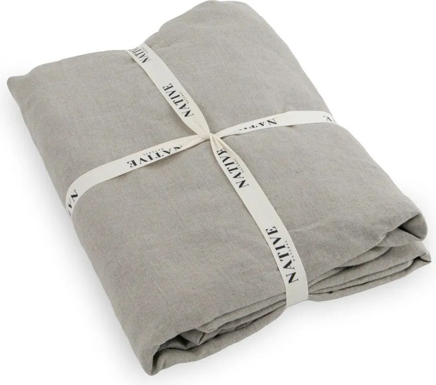 Világosszürke-szürkésbarna egyszemélyes len ágyneműhuzat 135x200 cm Natural – Native Natural