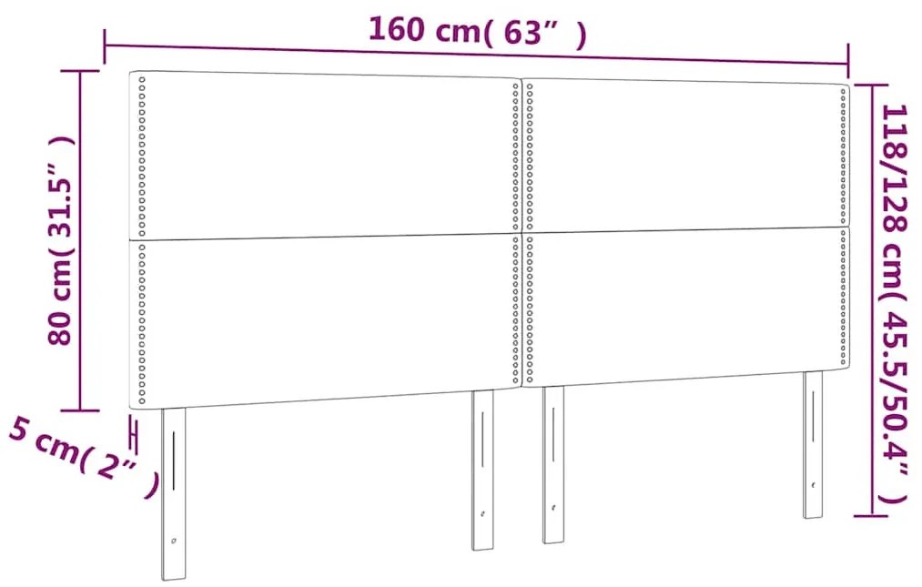 sötétzöld bársony LED-es fejtámla 160x5x118/128 cm