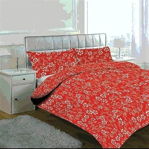 pamut ágynemű piros színben virág minta