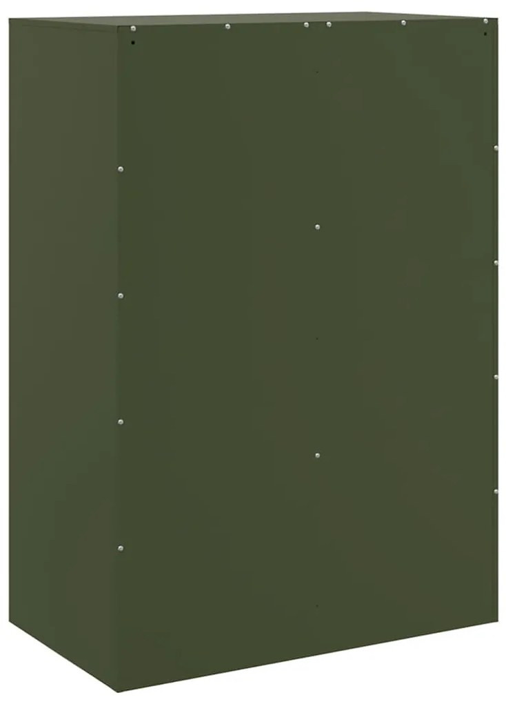 olívazöld acél magasszekrény 67x39x95 cm