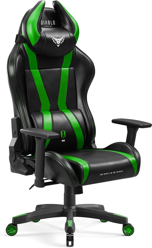 Gamer szék műbőr Normal Size, fekete-zöld: Diablo X-Horn 2.0