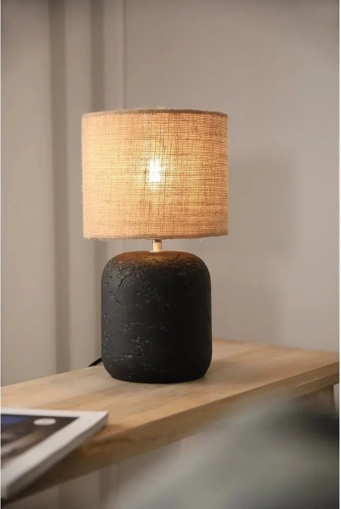 Fekete-natúr színű asztali lámpa juta búrával (magasság 32,5 cm) Montagna – Markslöjd