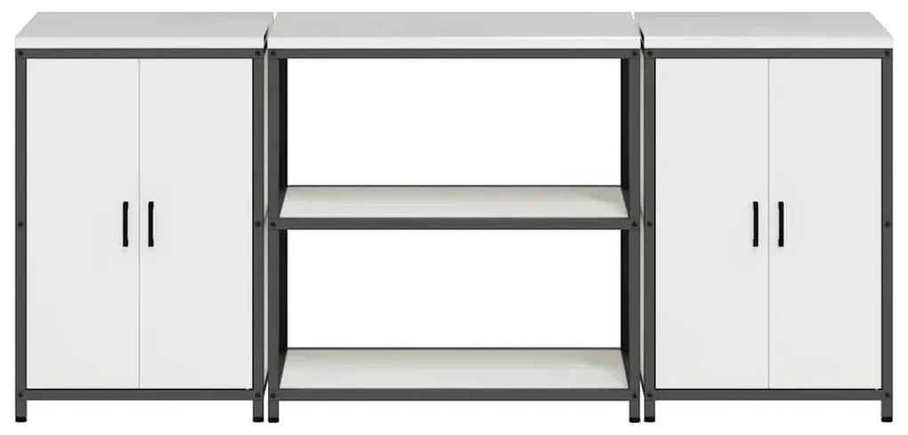 Konyhai Tároló Készlet polcokkal 3 pcs Fehér 210 x 50 x 92 cm
