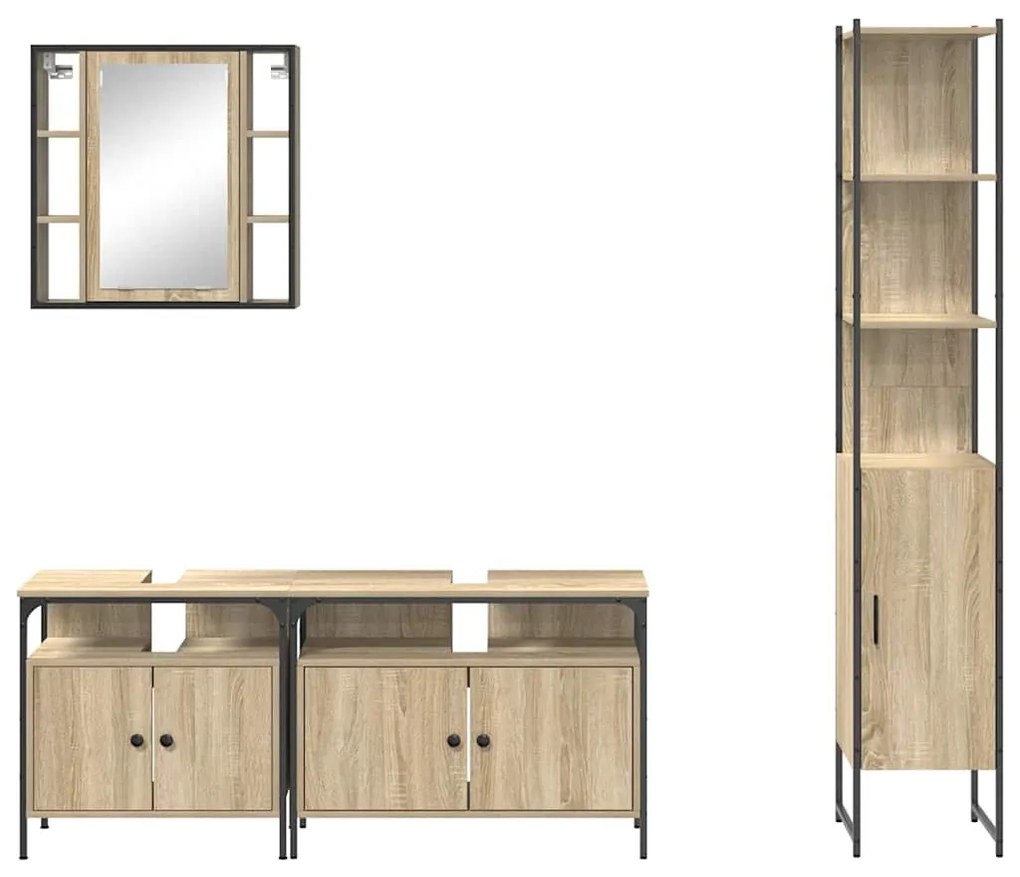Fürdőszoba bútor szett 4 pcs sonoma tölgy 33 x 33 x 185.5 cm