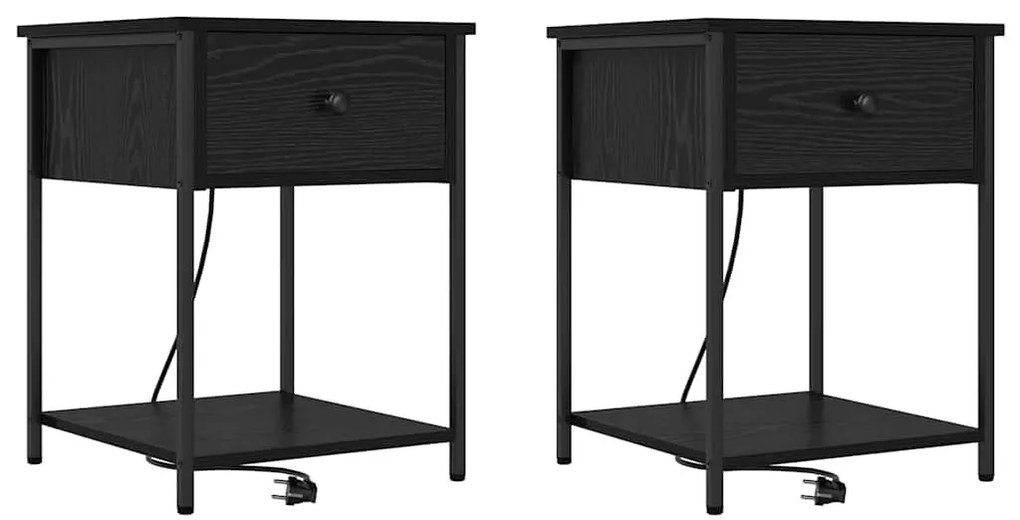 Éjjeliszekrény 2 pcs Musta tammi 42 x 41 x 56 cm Faanyag