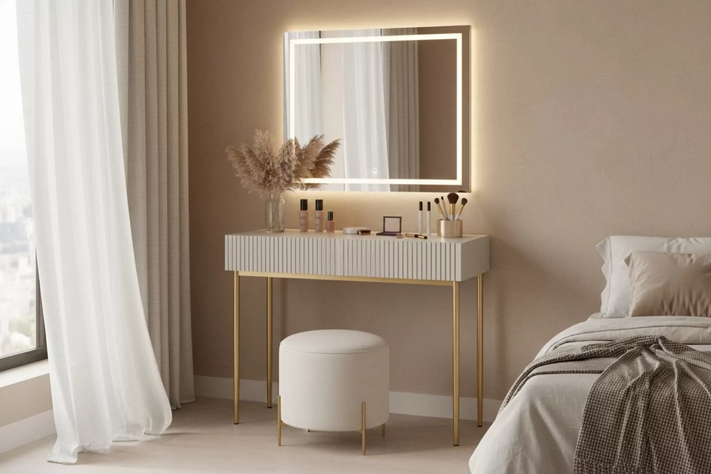 Nicole fésülködőasztal 100 cm fiókokkal - kasmír / arany lábak