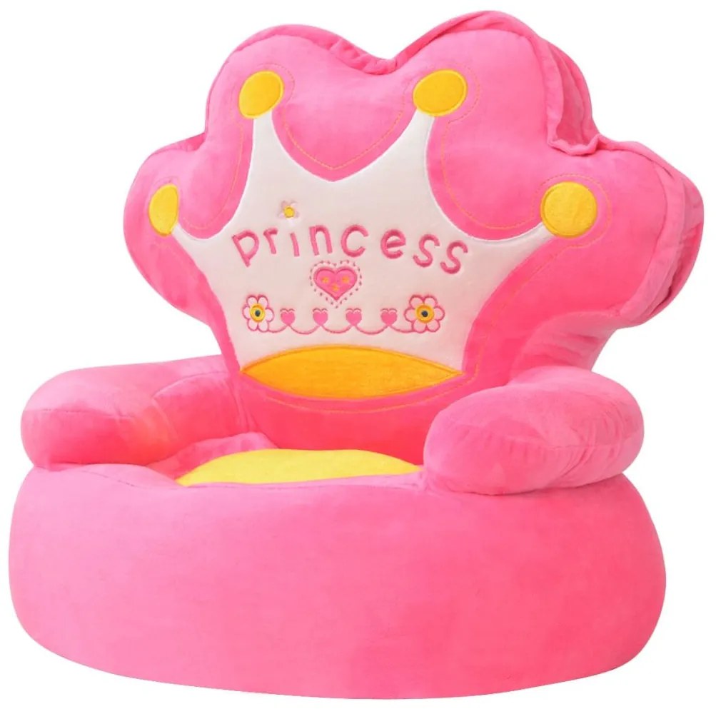 vidaXL rózsaszín plüss gyerekszék "princess" felirattal