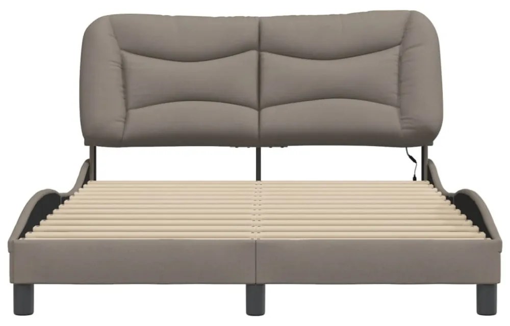 tópszínű szövet ágykeret LED-ekkel matrac nélkül 120x200 cm