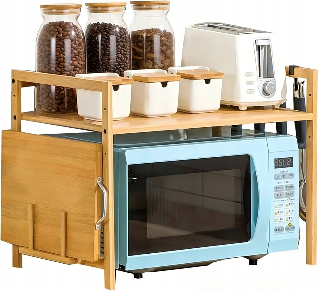 Mikrohullámú Sütő Tartó Állvány Konyhai Polc Bambusz Fa Fűszertartó