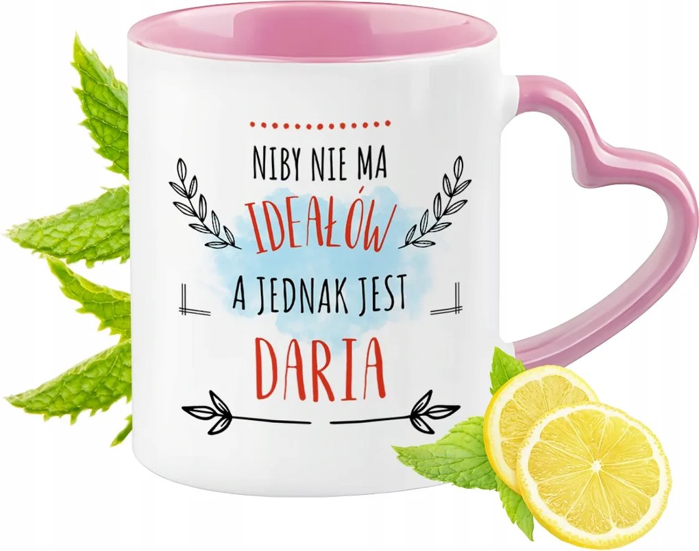 Daria bögre Rózsaszín, szív alakú füllel Kávé ajándék