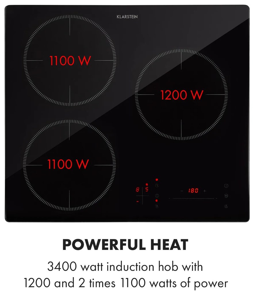 Klarstein TrinityCook, indukciós főzőlap, 3400 W, érintésvezérlés, üveg