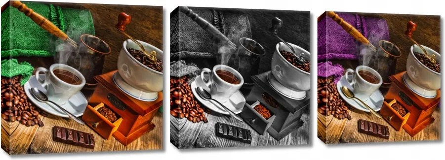 Vászonkép Triptichon 3x 30x30 Kávé szemek 3 szín