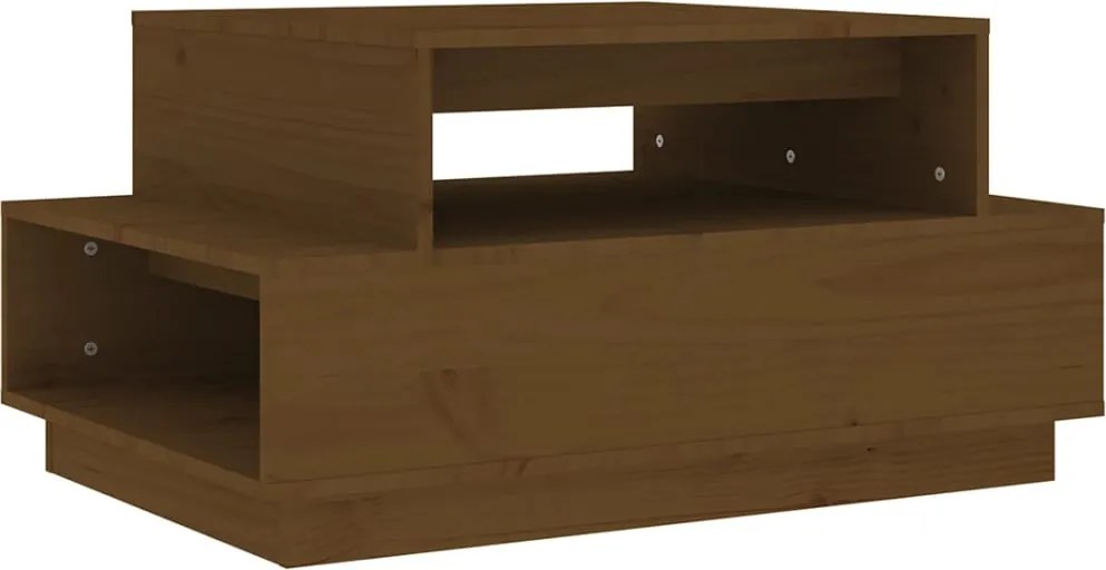 vidaXL mézbarna tömör fenyőfa dohányzóasztal 80x55x40,5 cm