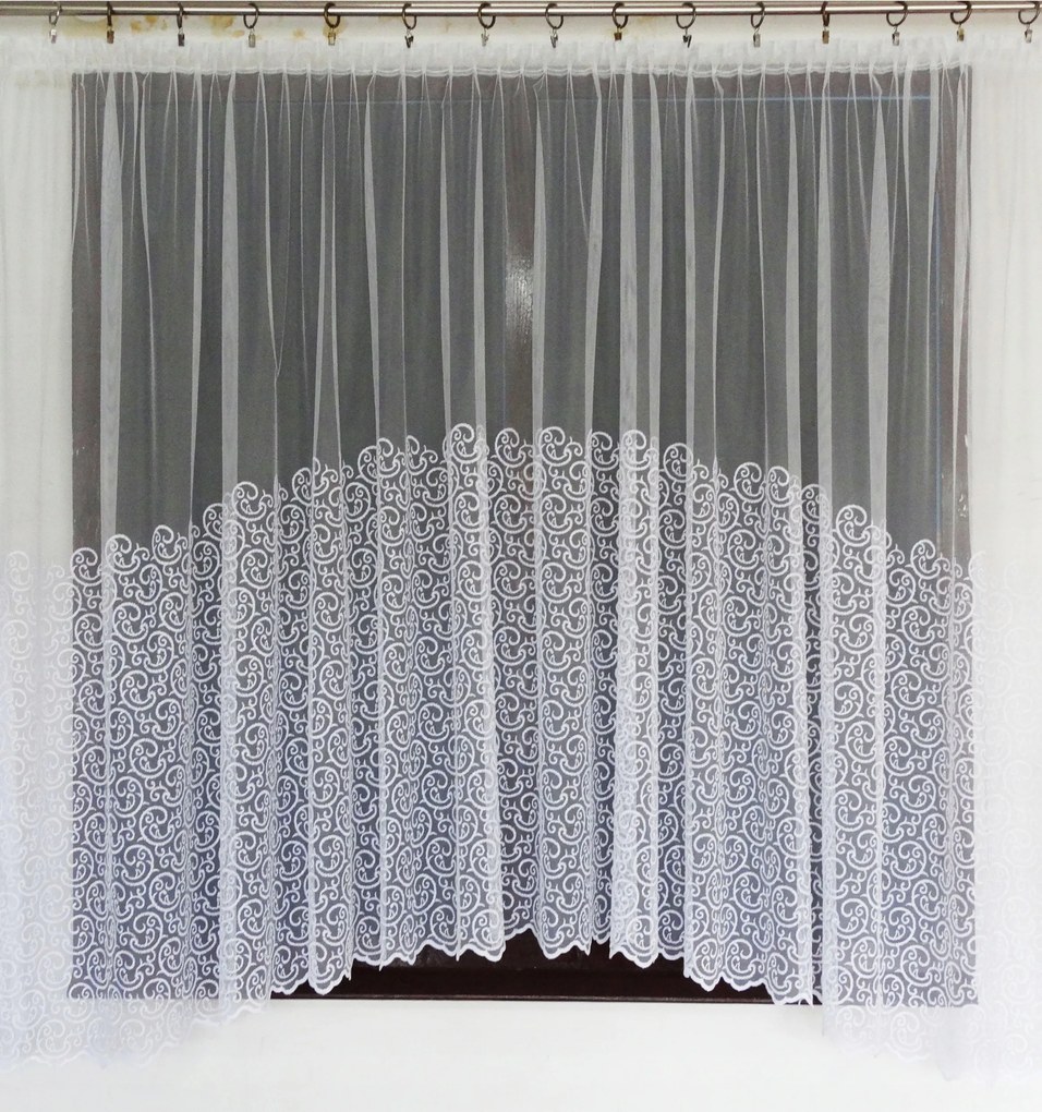 Mg Függöny Kő haft Fehér 310x160 Ív pol szalaggal