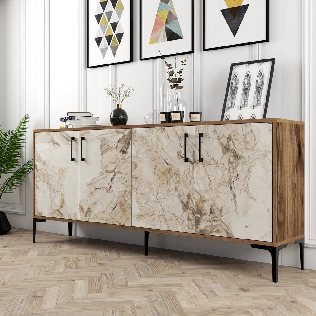 Konzolasztal Kiev - Diós, Fehér Marble