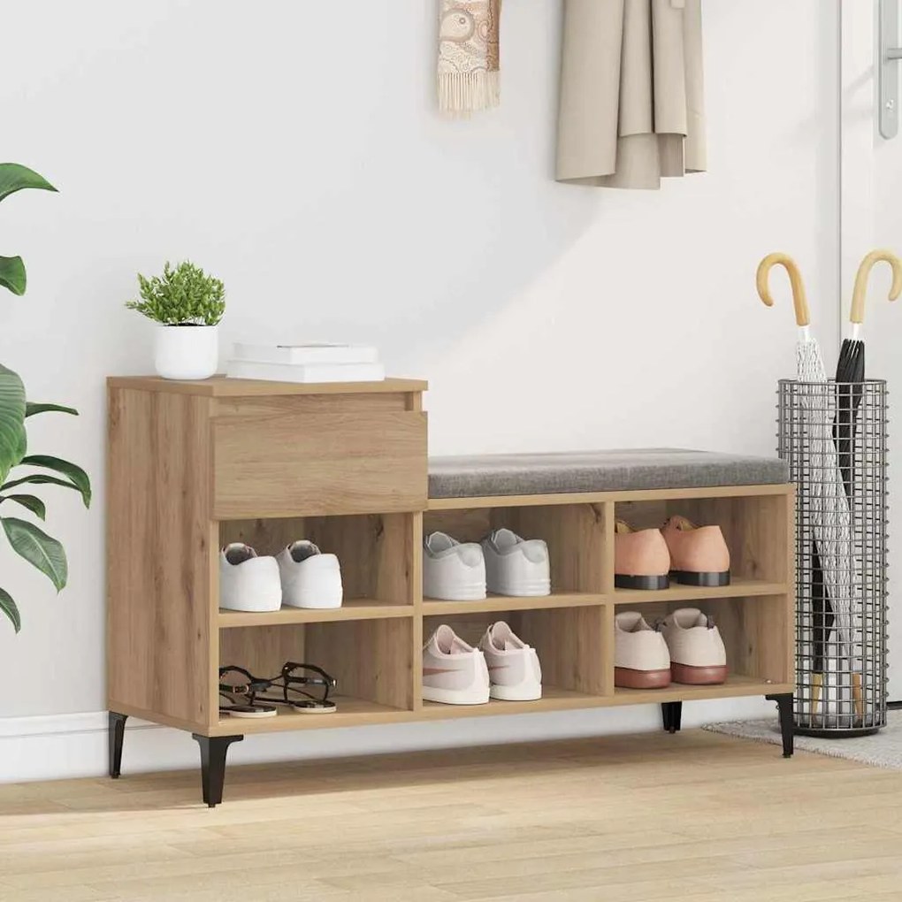 Cipőszekrény fiókkal kézműves tölgy 102 x 36 x 60 cm Faanyag