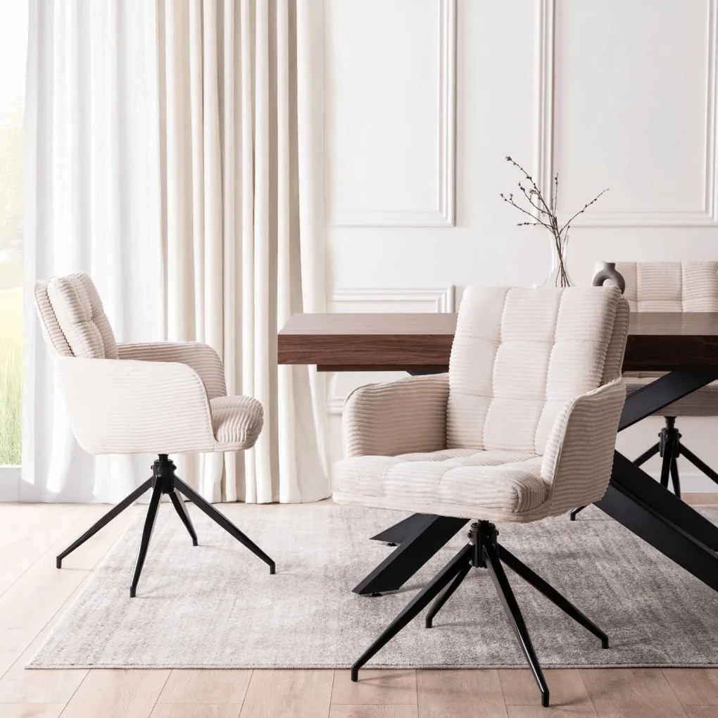 Forgó szék krém színben, kordbársony kárpittal, AKITA