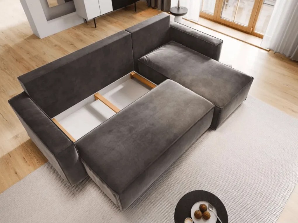 AKCIÓ Bézs kinyitható sarokkanapé CAVELO, kétoldalas II. osztály