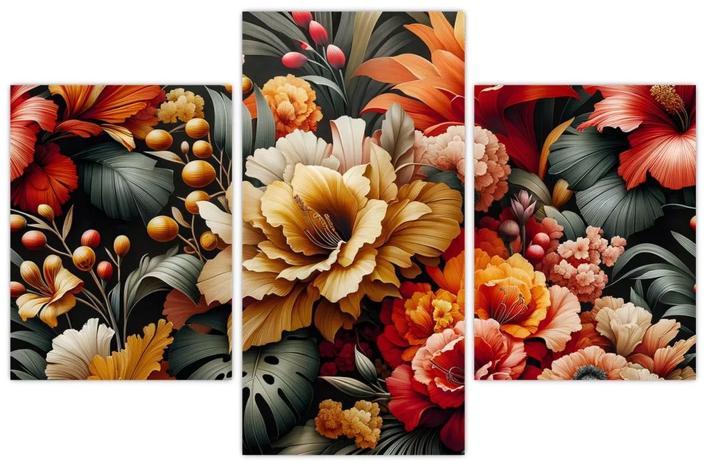 Kép - Narancs-vörös virágok (90x60 cm)