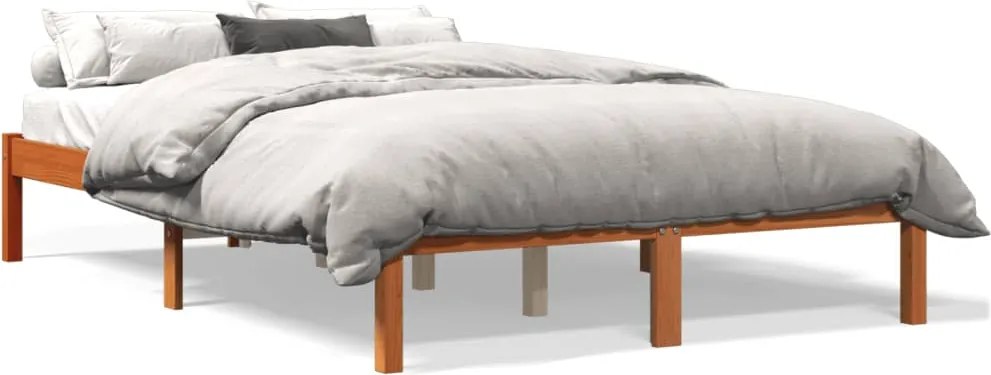 vidaXL viaszbarna tömör fenyőfa ágy matrac nélkül 120 x 200 cm