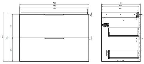 Cersanit S598-048-DSM - MALIKA 80x45 cm falra szerelhető fürdőszobai mosdószekrény, fehér
