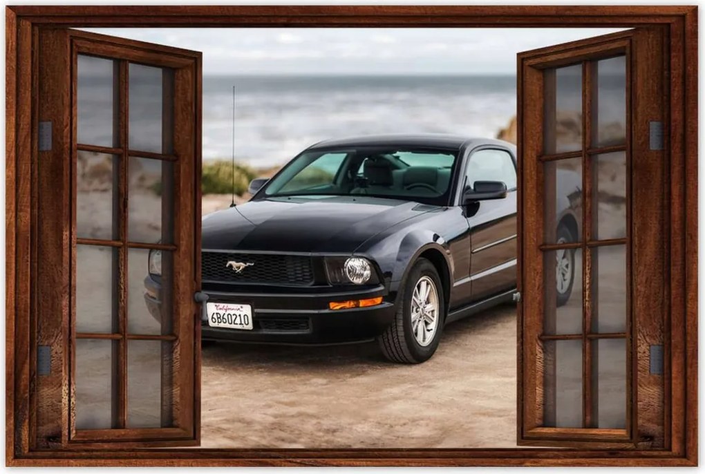 Poszter 90x60 Fekete Ford Mustang