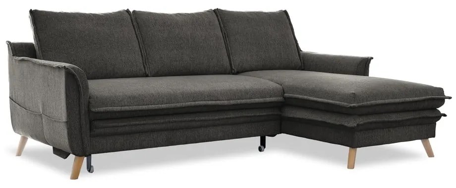 Sötétszürke kinyitható sarokkanapé (jobb oldali) Charming Charlie – Miuform