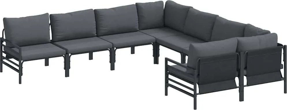 vidaXL Kerti Kanapé Szett párnával Antracit Acél