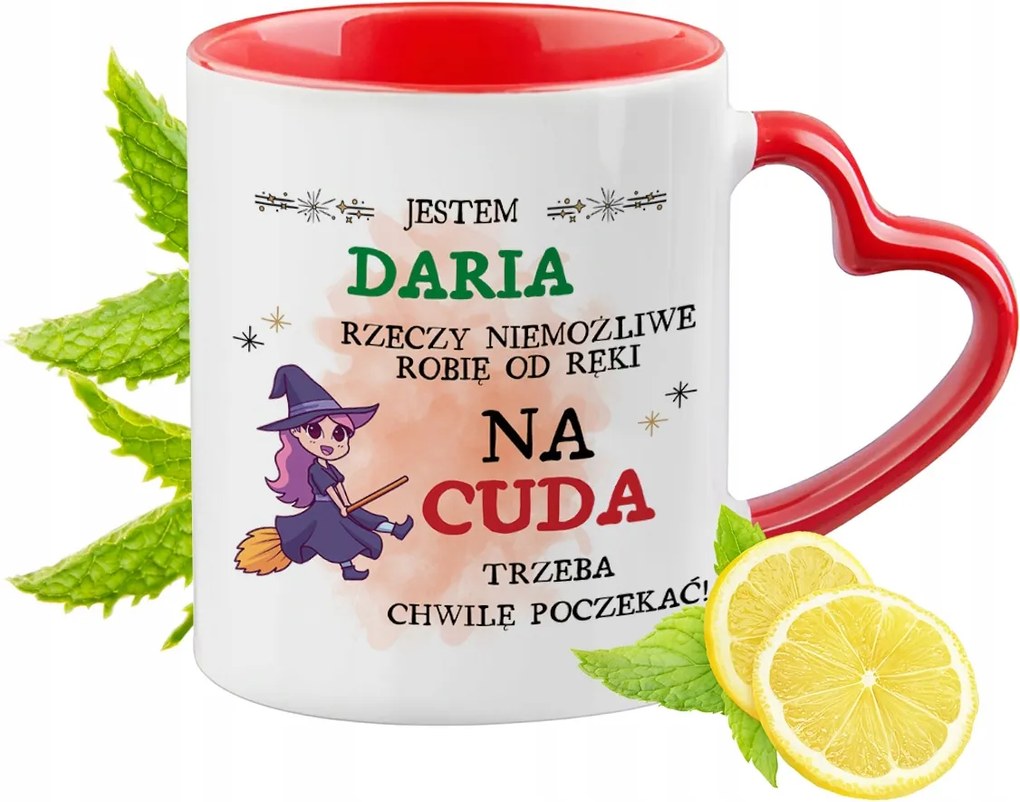 Daria Piros Bögre Szív Alakú Füllel Ajándék Nyomtatott