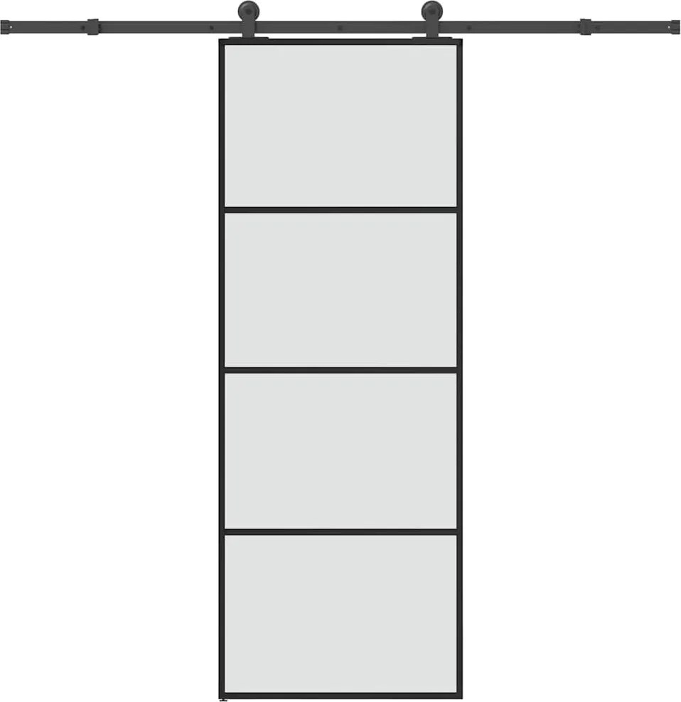 vidaXL ESG üveg és alumínium tolóajtó fémszerelvény-szettel 76x205 cm