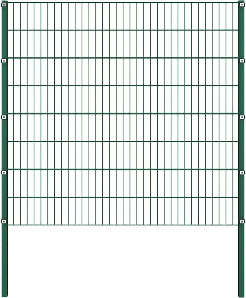 vidaXL zöld vas kerítéspanel oszlopokkal 176,5 x 160 cm