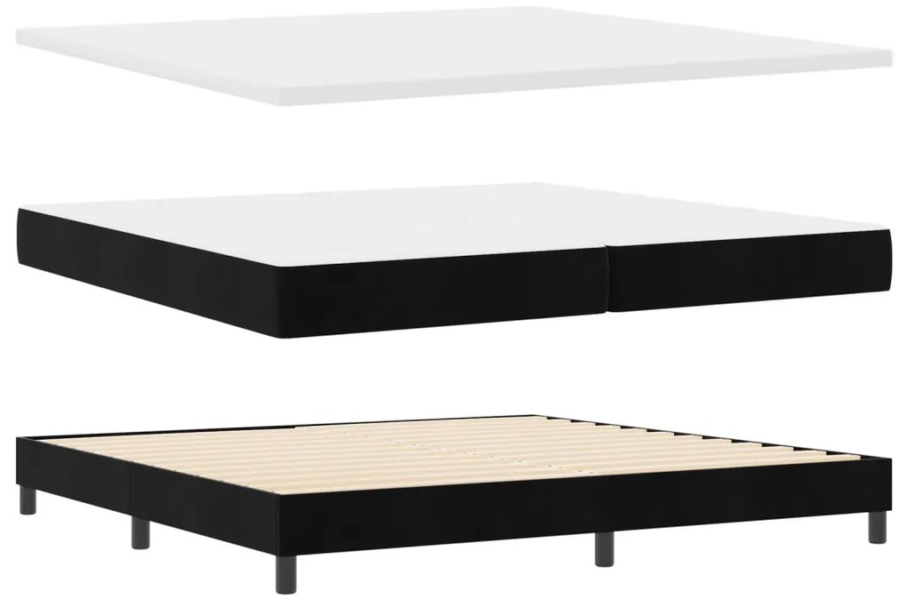 Boxspring Ágy Matraccal & LED Fekete 200x200 cm Bársonyos